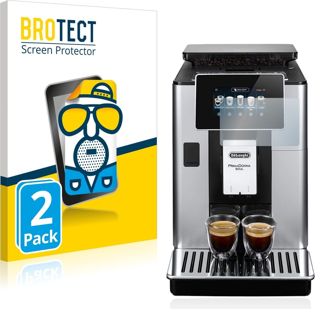 2x BROTECT Schutzfolie für DeLonghi PrimaDonna Soul ECAM610.74.MB Displayschutz Displayschutzfolie Folie Matt Entspiegelungsfolie