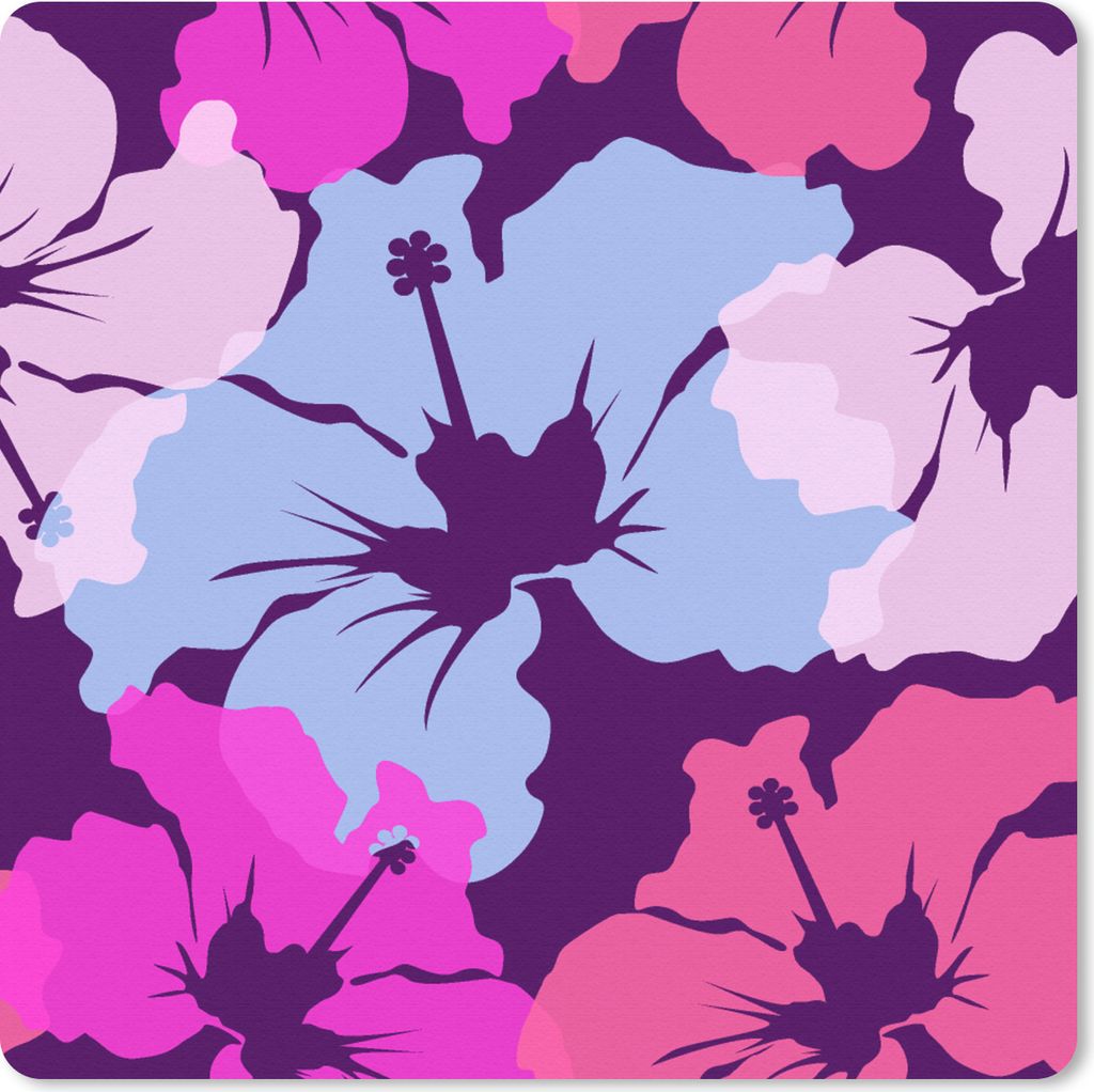 MuchoWow Mauspad Mousepad Pastell - Hibiskus - Blume - Hawaii - Entwurf 20x20 cm - Mousepads - Maus Mat - Pad - Mausunterlage - Desk Mat - Bureau...