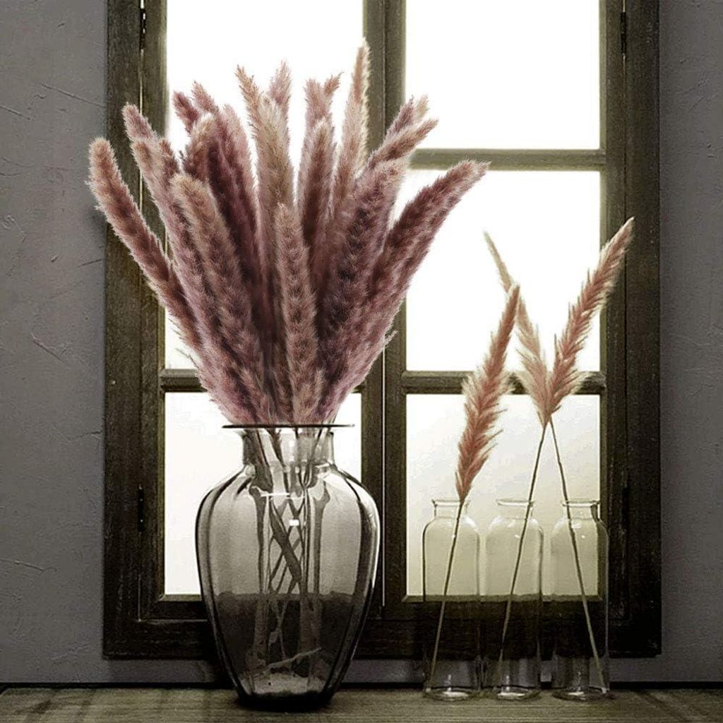 35 Stück natürliche Trockenblumen, braunes Gras, getrocknete Pampas-Dekoration für Zuhause, Tisch, Balkon, Hochzeit, Blumenstrauß, Vase, Umgebu...