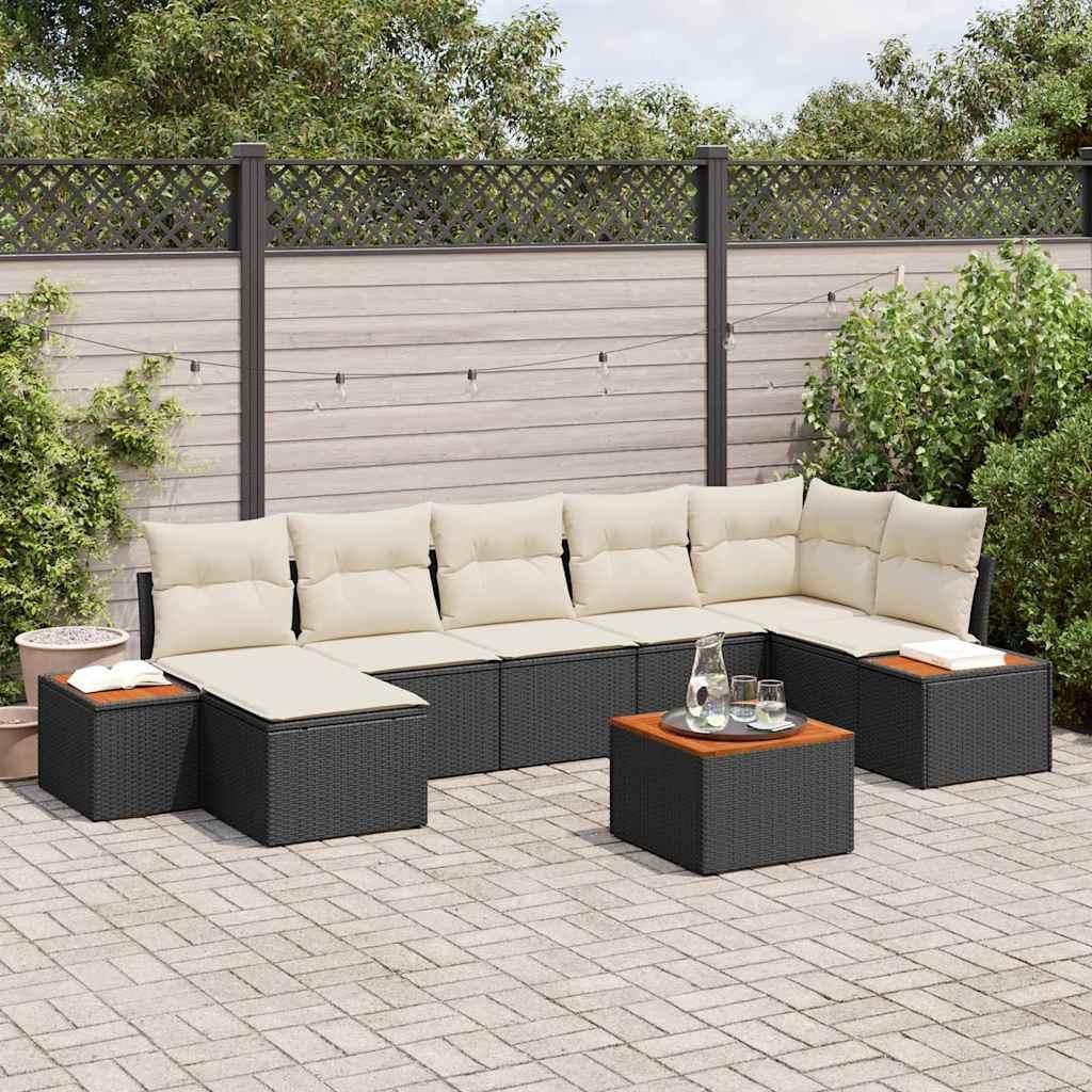 Maison Exclusive - Gartensofa-set mit Kissen 8 pcs Schwarz Poly Rattan