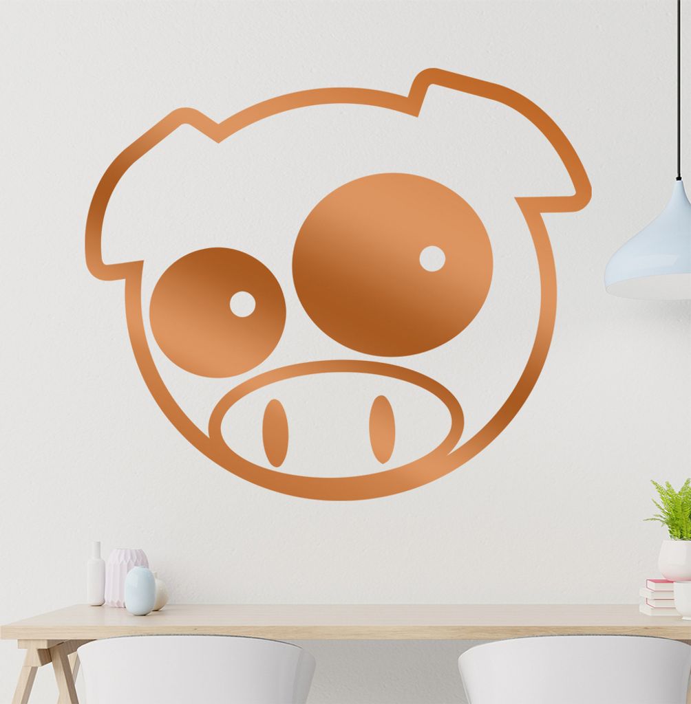 Schwein Wandtattoo in 6 Größen - Wandaufkleber Wall Sticker - Dekoration, Küche, Wohnzimmer, Schlafzimmer, Badezimmer