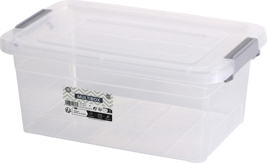 Urban Living Aufbewahrungsbox - 5 Liter - 30 x 20 x 13 cm - mit Deckel und Clips - wasserdicht