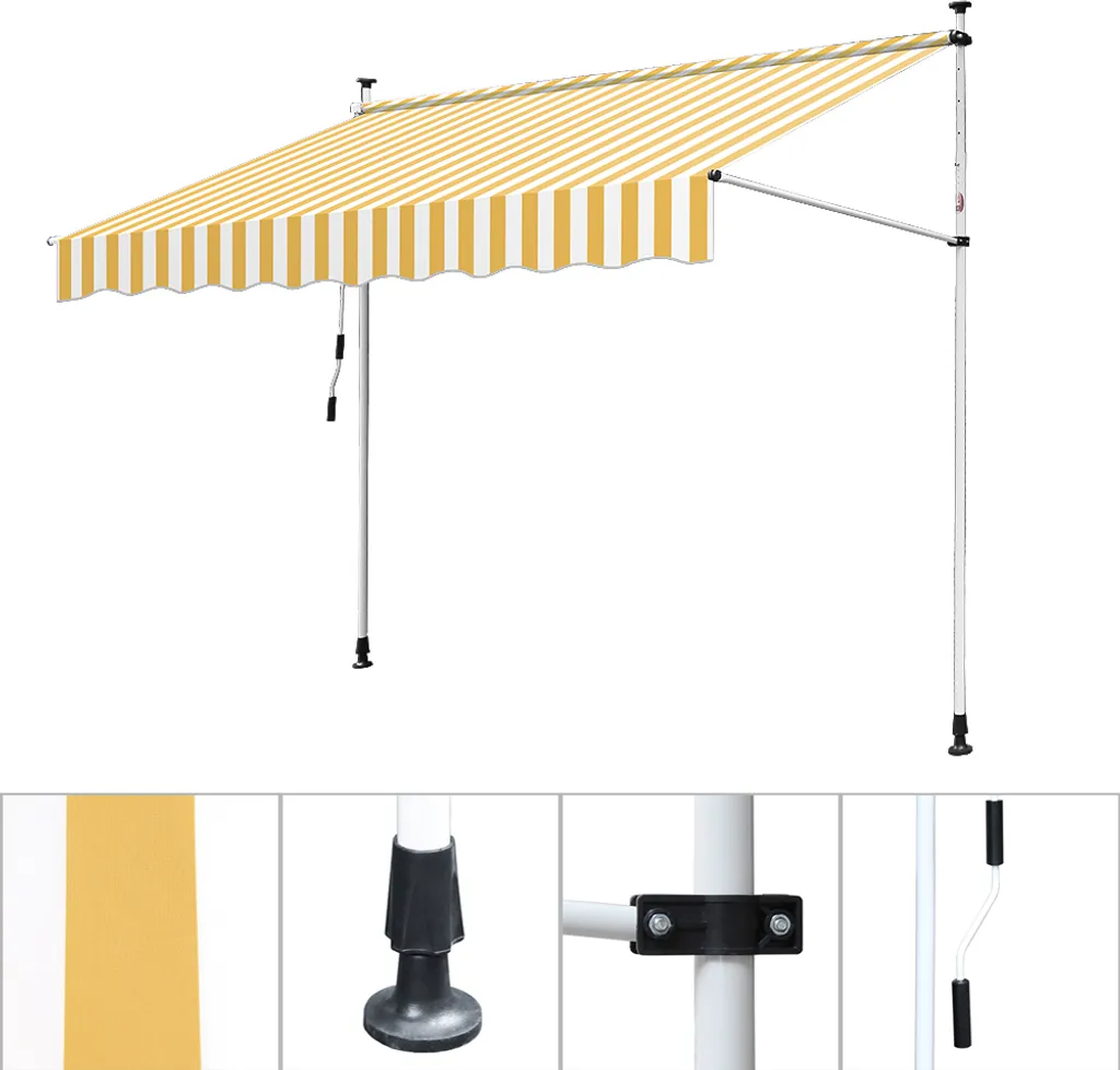Hengda Tenda Sole Balcone 3m Gialla Bianca | Ombra Subito Online