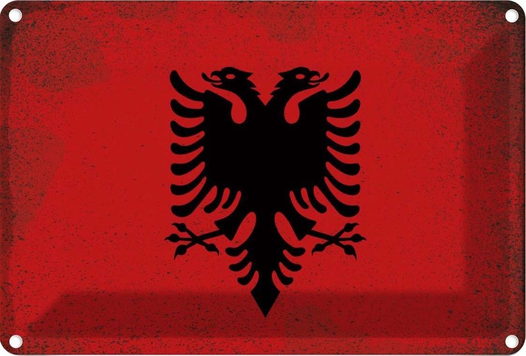 vianmo Blechschild 12x18 cm Albanien Albania Vintage Flagge Fahne Wappen