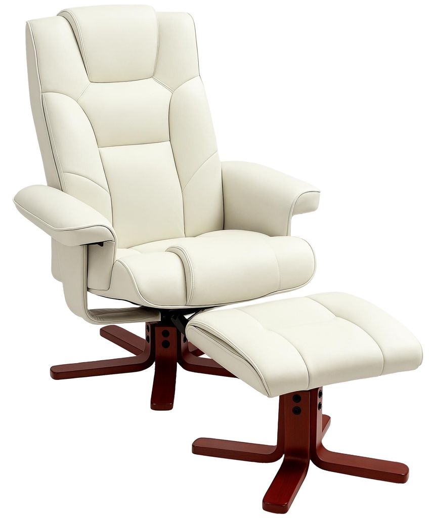 Relaxfauteuil met voetenbankje, lederlook, verstelbare Productafbeelding 