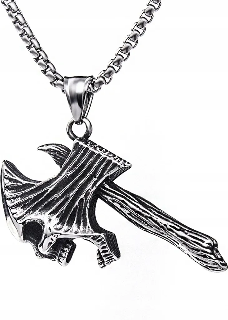 Collana Uomo Teschio Vichingo 350 - Pendente Acciaio Inox Biker