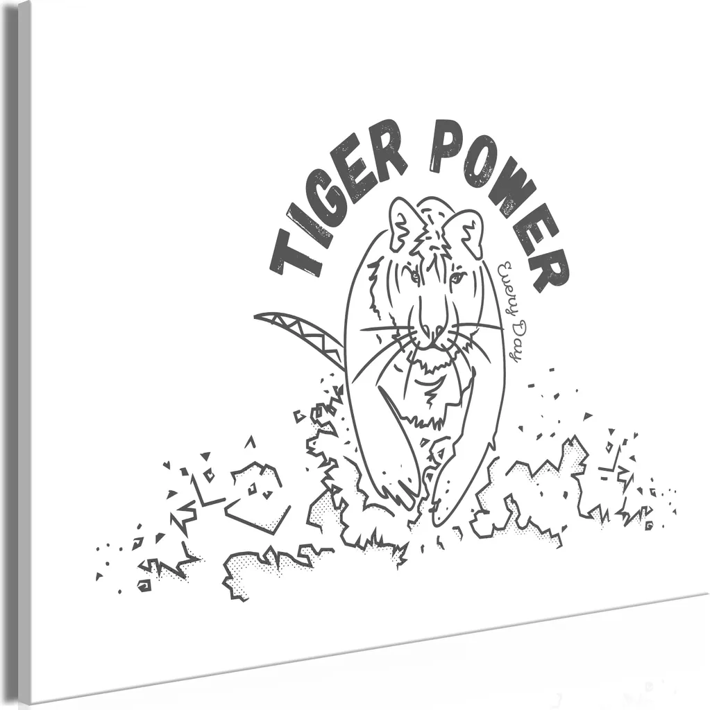 Quadro in tessuto non tessuto - Tiger Power (1 parte) Wide 120x80 cm Animali g-A-0173-b-a