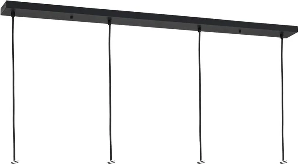 Baldaquin de plafond allongé noir 100x8cm avec 4 sorties de câbles