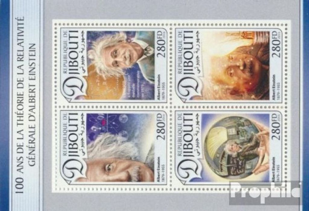 Briefmarken Dschibuti 2016 Mi 1378-1381 Kleinbogen (kompl. Ausg.) postfrisch Albert Einstein