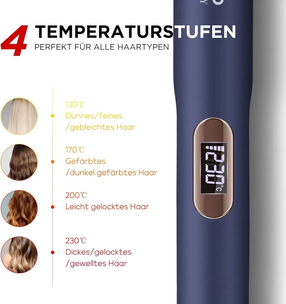 Piastra per capelli Arricciamento e raddrizzamento PARWIN PRO BEAUTY Piastra per capelli, rivestimento in nano titanio Piastra per capelli Ampia piastra riscaldante setosa, 2 in 1 Piastra per capelli Arricciamenti - 6