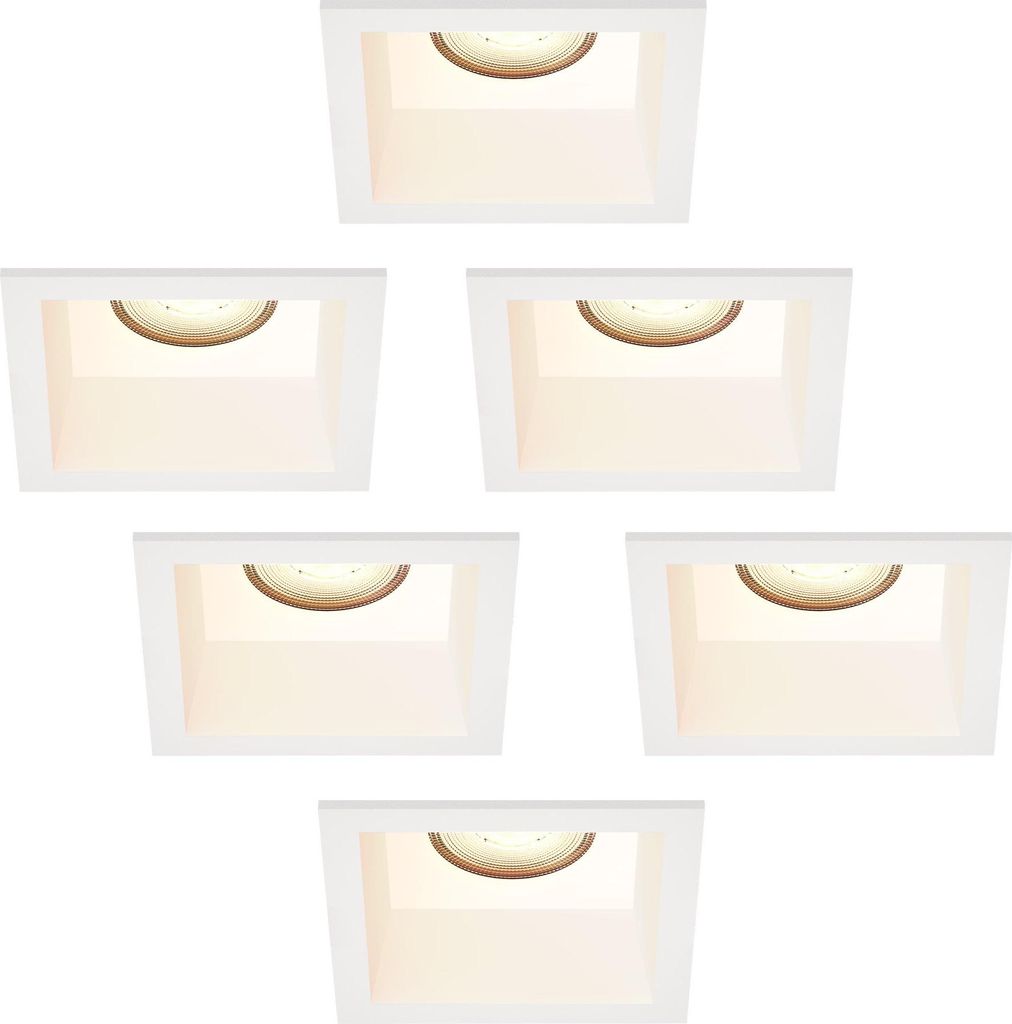 Ledvion - 6x Einbaustrahler led Spot weiße Quadratisch, 85x85 mm, dimmbar, 3W GU10 Spot, 2700.000, 345 Lumen, Aluminium, IP20, moderne Deckenspot