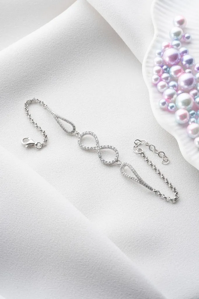 Bracelet Jonc Femme Argent 925 Idée Cadeau Anniversaire Motif Infini