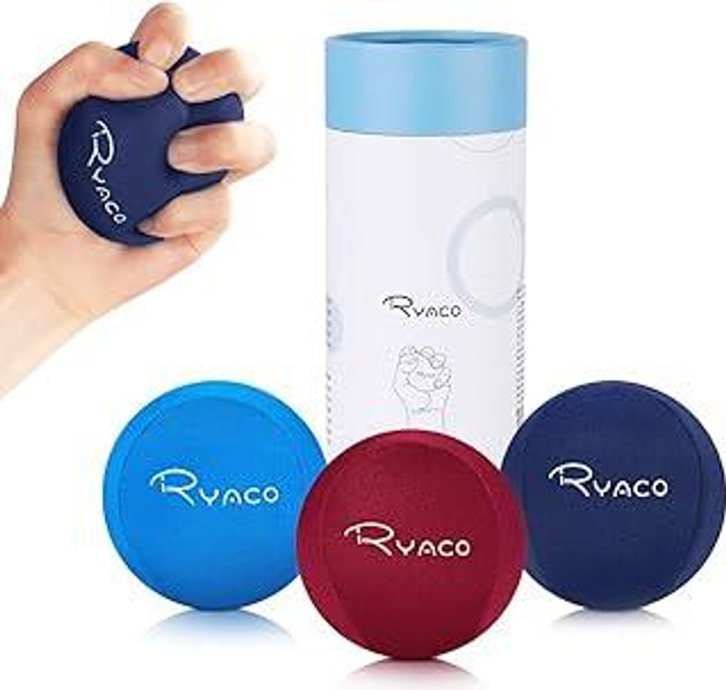 RYACO Handtherapie-Übungs-Stressball-Bundle – 3er-Set – Stressball mit dynamischem Widerstand und Griffverstärkung – therapeutische Handwie...
