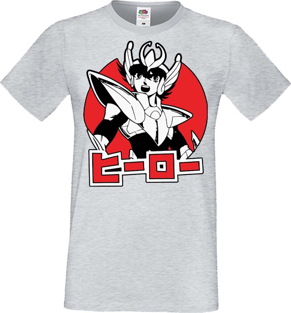 Herren T-Shirt Manga Anime Saint Anime Seiya Pegasus 01 Pegasus, Man M / Grau