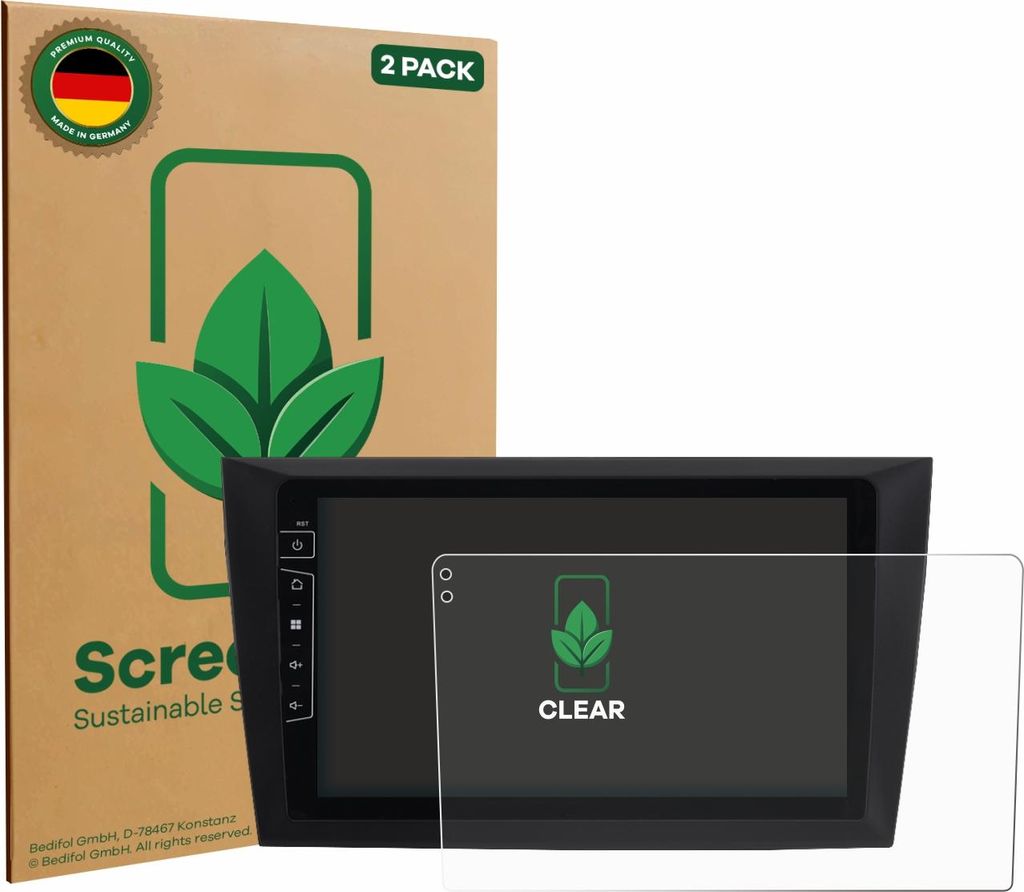 2x ScreenLeaf Schutzfolie für Dynavin D8-DF31 9" nachhaltiger Displayschutz Display Schutz Folie Klar Transparent