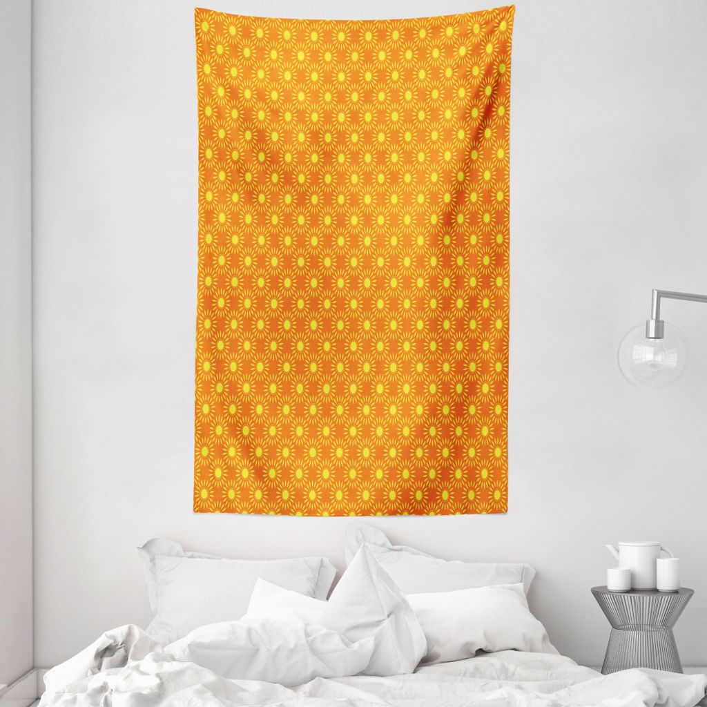 ABAKUHAUS aztekisch Wandteppich und Tagesdecke, Warmen Farben Sun Motiv aus Weiches Mikrofaser Stoff Waschbar ohne Verblassen Digitaldruck, 140 x 2...