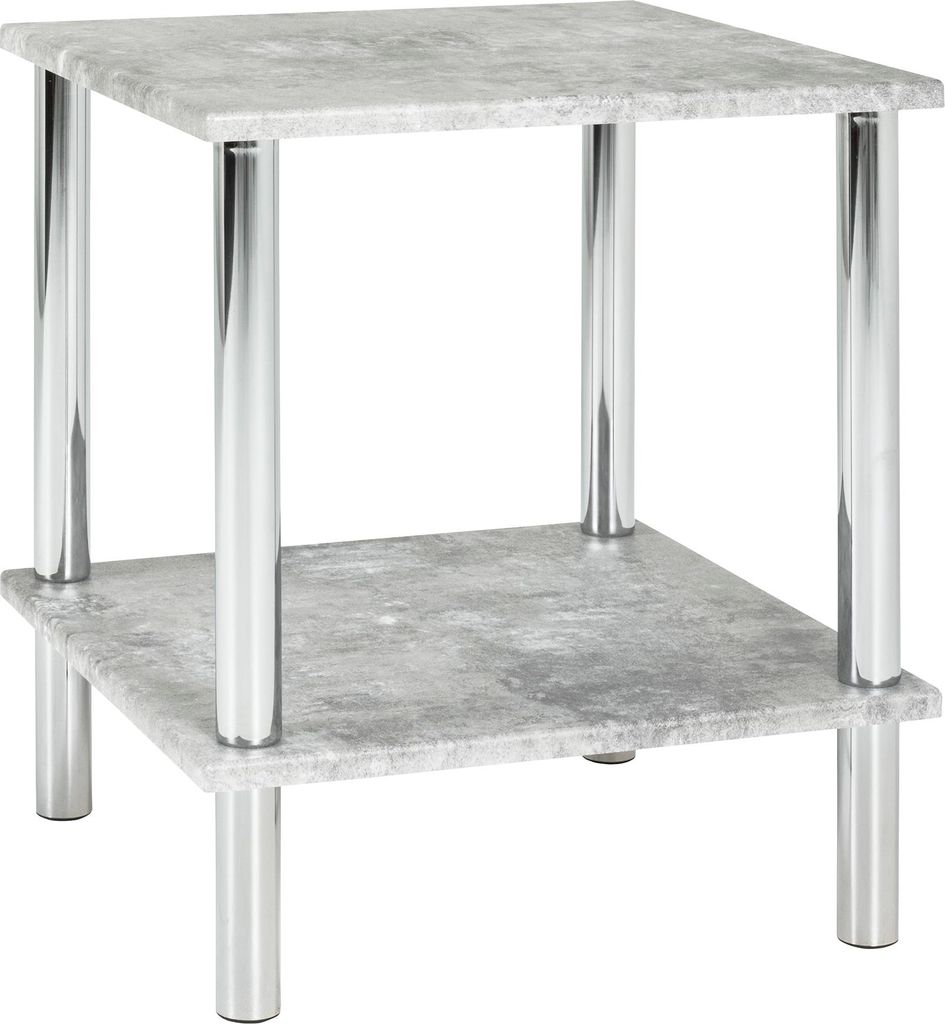 HAKU Beistelltisch betonoptik, chrom - MDF, Metall, B/H/T: 39x47x39 cm