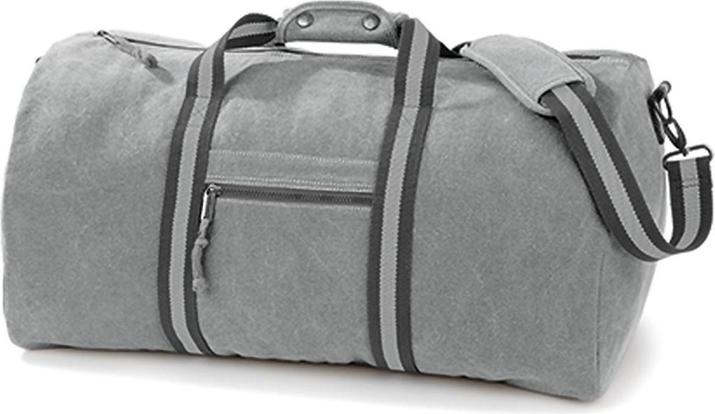 Quadra QD613 | Vintage Canvas Holdall / Reisetasche | 58 x 30 x 30 cm - Farbe: Vintage Light Grey - Größe: 58 x 30 x 30 cm
