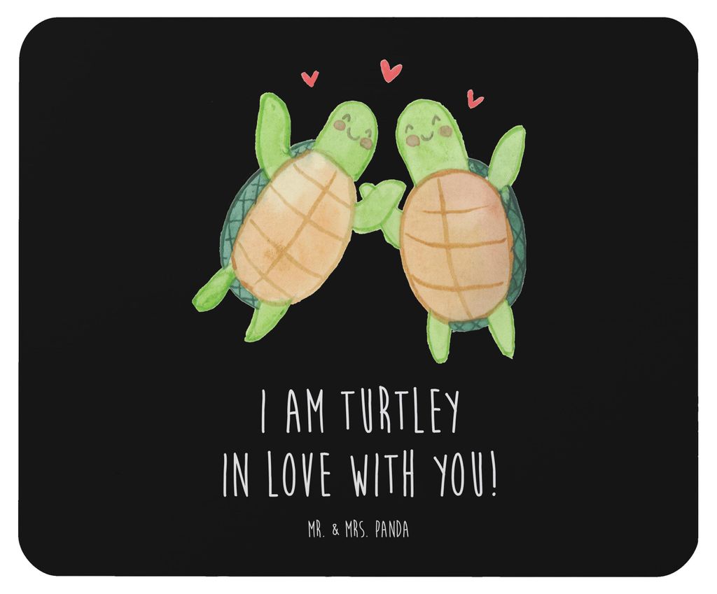Mr. & Mrs. Panda Mouse Pad Schildkröten Paar - Schwarz - Geschenk, für Frauen, pc mausunterlage, Mitbringsel, Mauspad, Freundin, Partner, laptop ...