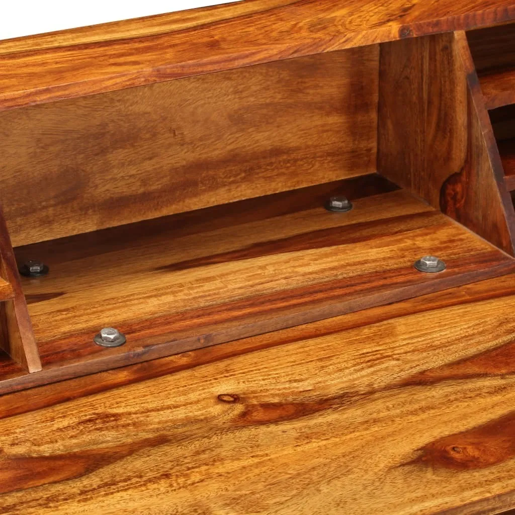Bureau informatique de style industriel en acacia massif et pieds acier - 5