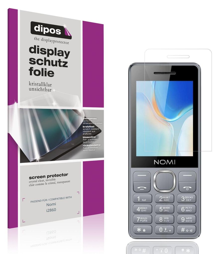 4x Schutzfolie für Nomi i2860 klar Displayschutzfolie Folie Display Schutz dipos