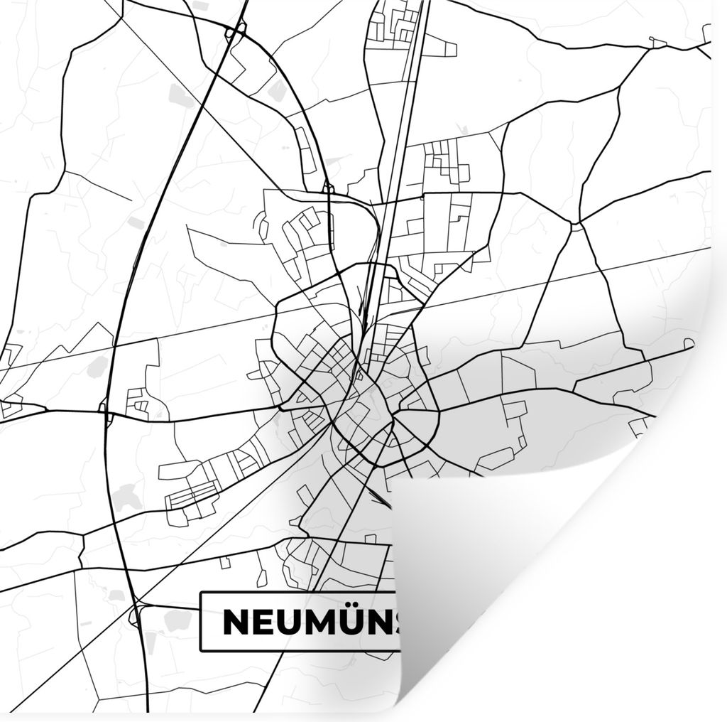 MuchoWow Wandtattoo Wandsticker Wandaufkleber Karte - Neumünster - Karte - Stadtplan 50x50 cm Selbstklebend und Repositionierbar - Selbstklebend...