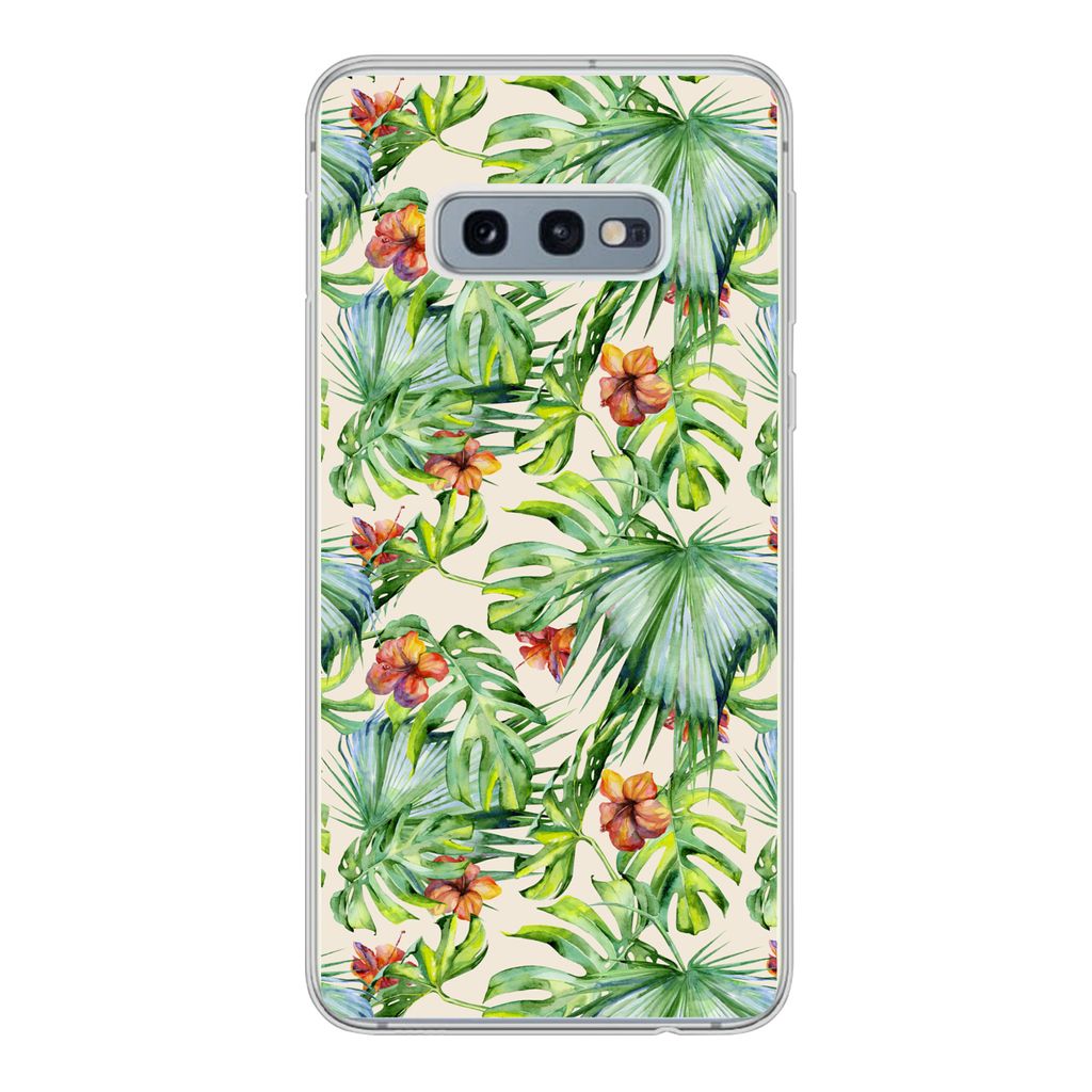 MuchoWow Handyhülle Schutzhülle Hülle für Samsung Galaxy S10e Blume - Blatt - Muster Silikon Softcase Handy Hülle - Handy