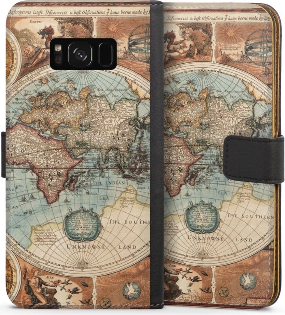 DeinDesign Klapphülle für Samsung Galaxy S8 Plus Handytasche Lederhülle Tasche Landkarte Vintage Weltkarte