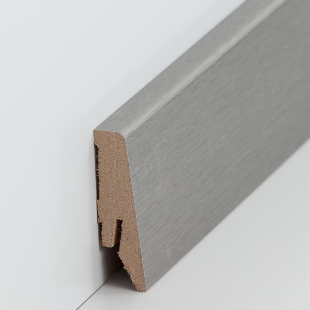 Fußleisten / Sockelleisten "Coburg" (MDF foliert / 718.5833) - Edelstahl