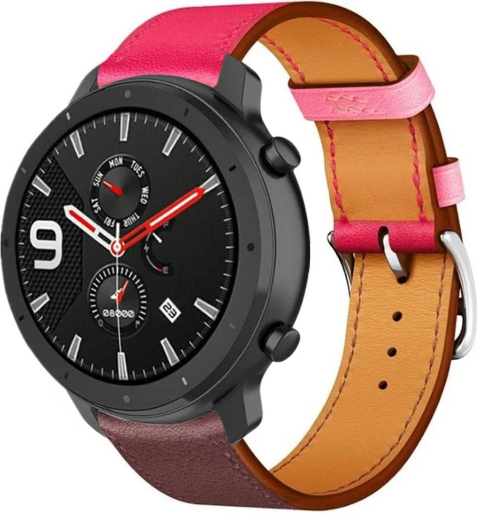 Strap-it Xiaomi Amazfit GTR Lederarmband (Hellrosa/Rotbraun)