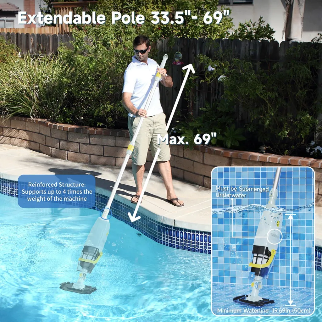 Aspirateur piscine sans fil rechargeable blanc - Dites adieu aux débris - 5