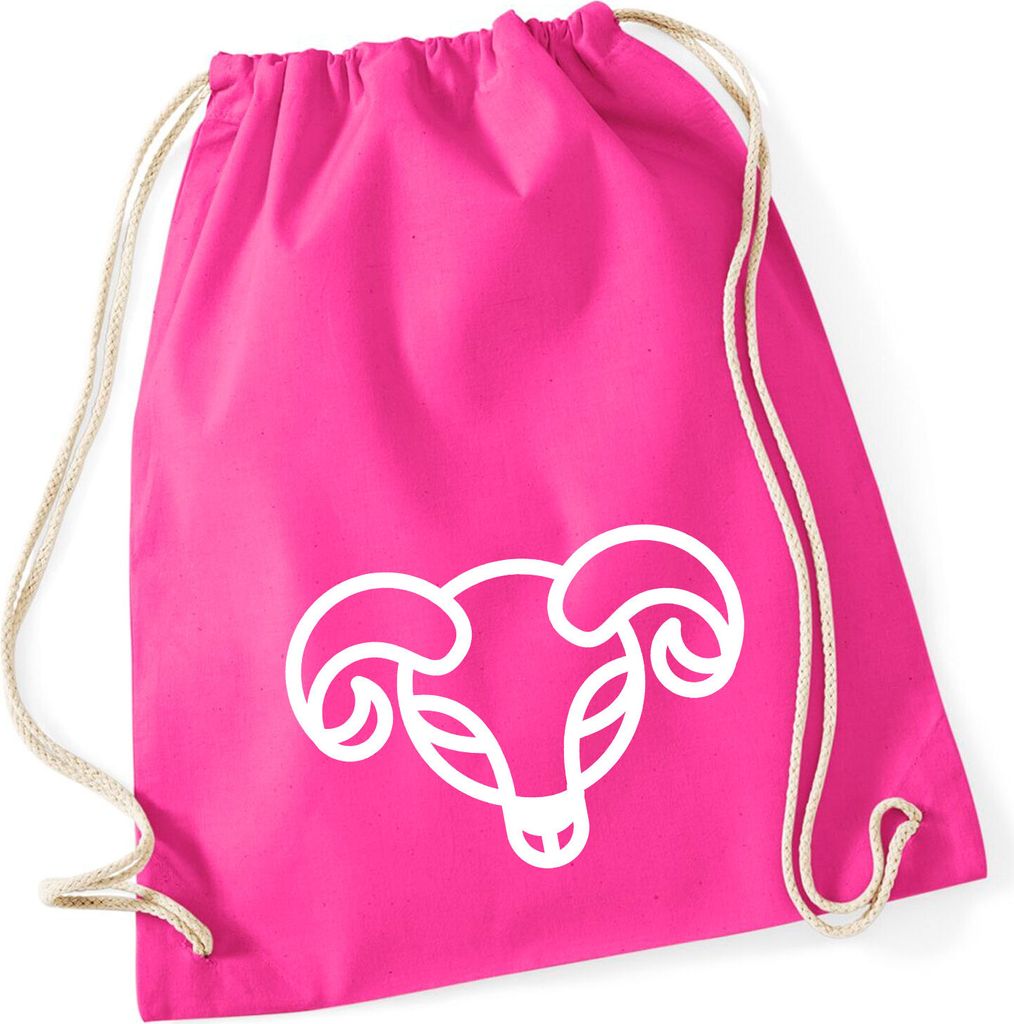 Huuraa Turnbeutel Widder Sternzeichen Symbol 12 Liter Fuchsia Baumwolle Rucksack Geschenkidee