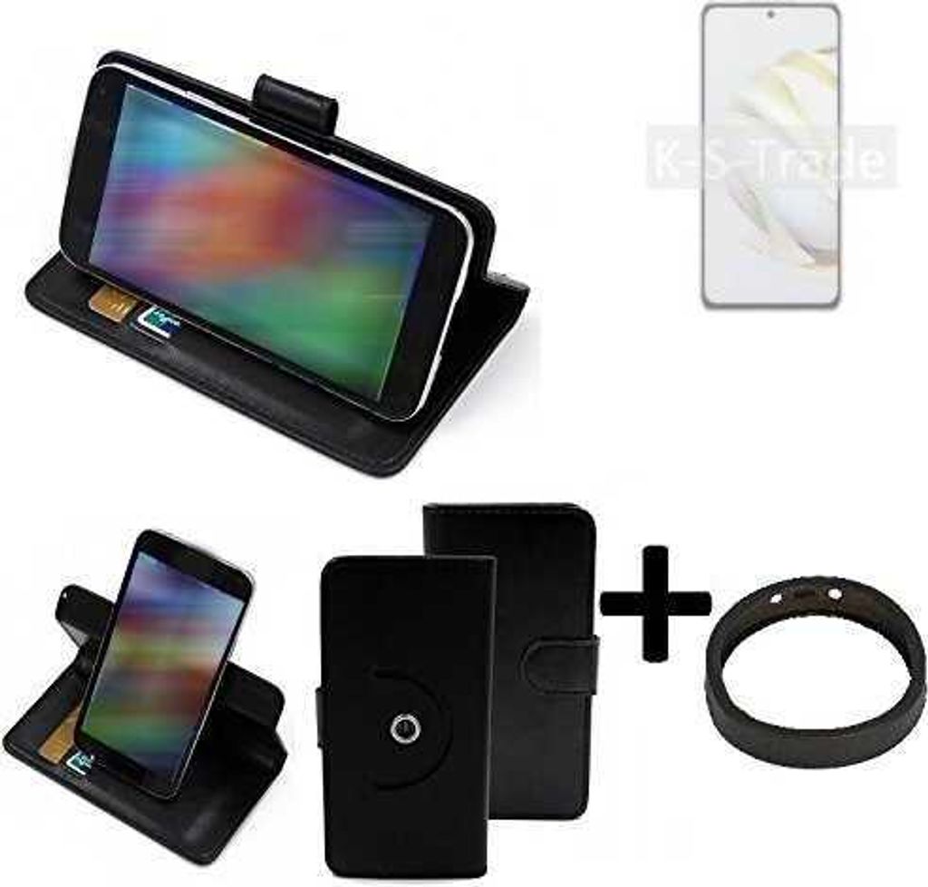 K-S-Trade Case Schutz Hülle kompatibel mit Huawei nova 10 SE + Bumper Handy Hülle Flipcase Smartphone Cover Handy Schutz Tasche Walletcase schwarz