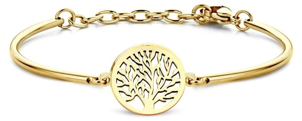 CO88 Collection Inspirational 8CB-90396 Stahlarmband mit Anhänger – Lebensbaum 17 mm – Einheitsgröße – Goldfarben