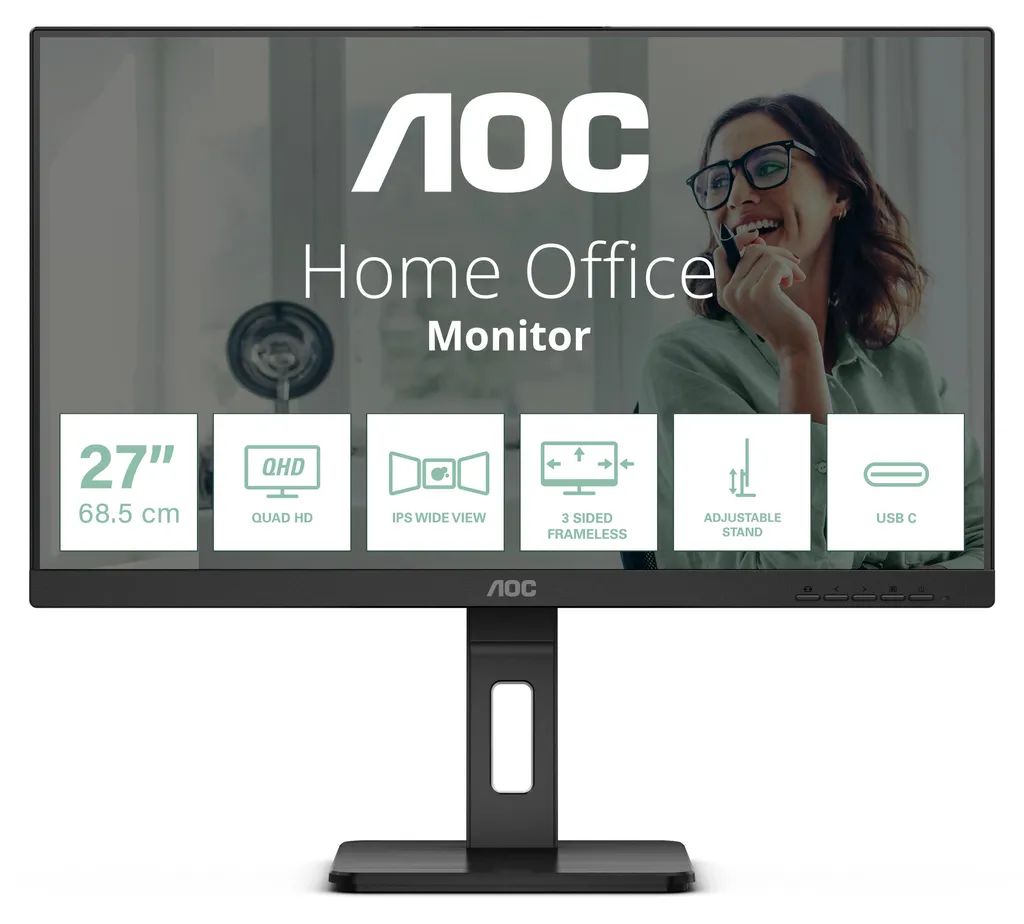 Moniteur de bureau AOC Q27P3CV 27" QHD avec hub USB et dalle IPS noir