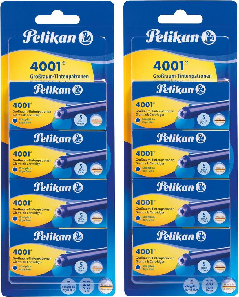 40 Pelikan Großraum Tintenpatronen 4001 / Füllerpatronen / Farbe: königsblau