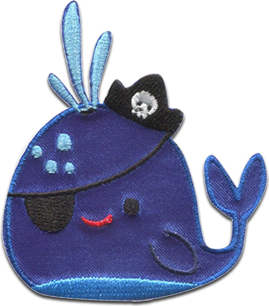 Wal Hut Piraten Tiere - Aufnäher, Bügelbild, Aufbügler, Applikationen, Patches, Flicken, Zum Aufbügeln, Größe: 5,7 x 6,8 cm