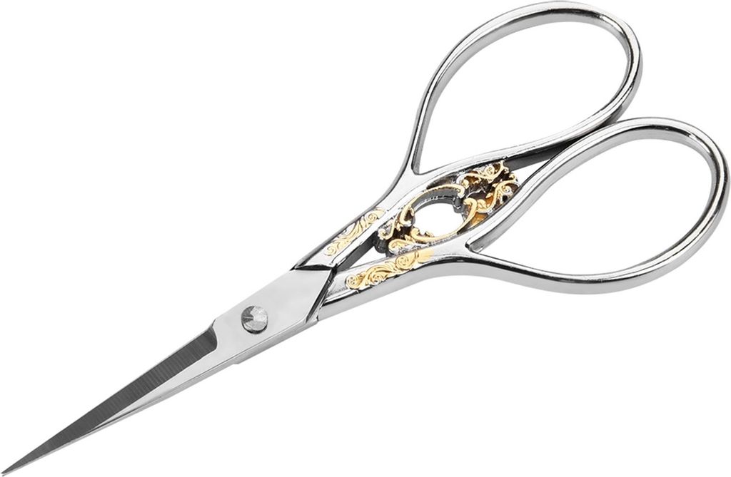 1pc Stainless Steel Tailor Scissors Household DIY Sewing Accessories(silver with gold pattern)