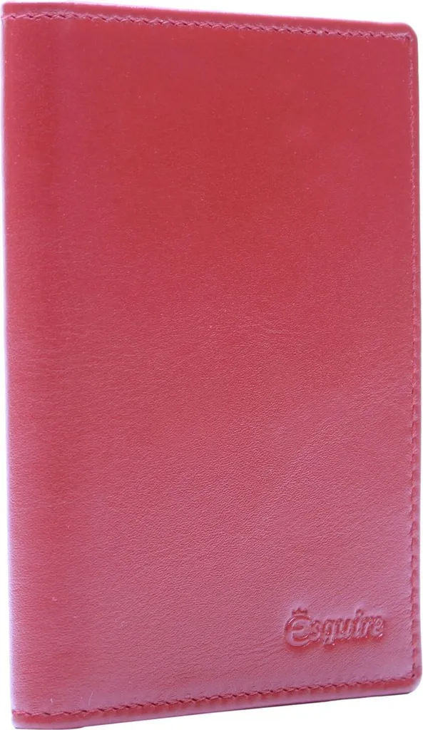 Protège-Passeport Esquire New Silk Rouge en Cuir Véritable pour Voyage