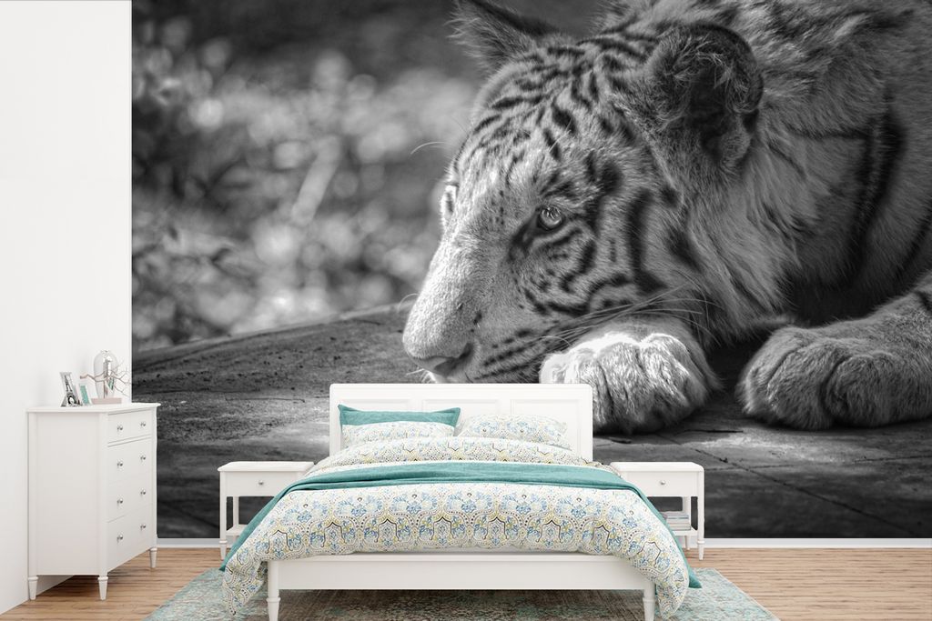 MuchoWow Fototapete für Wohnzimmer oder Schlafzimmer Wandtapete Vinyl Motivtapete Tiger - Wild - Porträt - 390x260 cm - Papiertapete