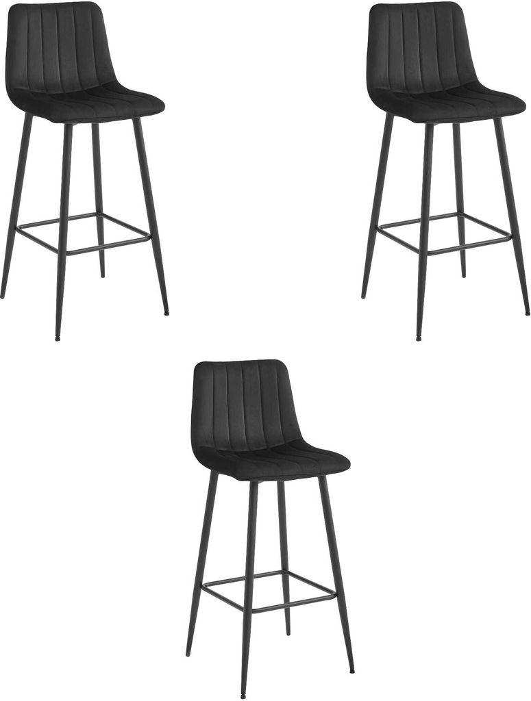 Tabouret De Bar - Leobert - Pozza - Velours Noir/Pieds Image du produit 