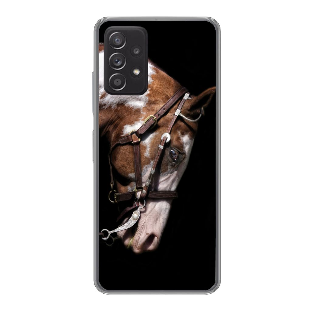 MuchoWow Handyhülle Schutzhülle Hülle für Samsung Galaxy A53 5G Pferd - Halfter - Flecken Silikon Softcase Handy Hülle - Schutzabdeckung