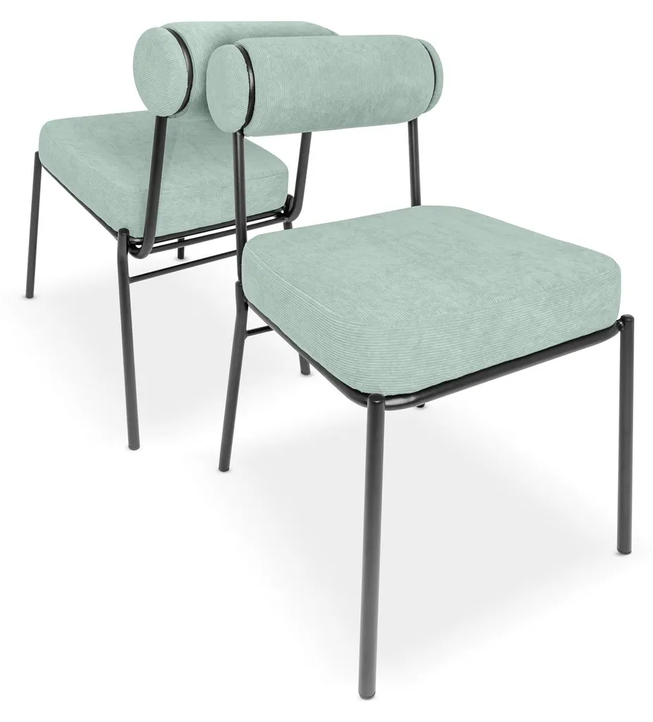 Chaises Design Velours Côtelé et Métal Jeju - Lot de 2 Style Vintage