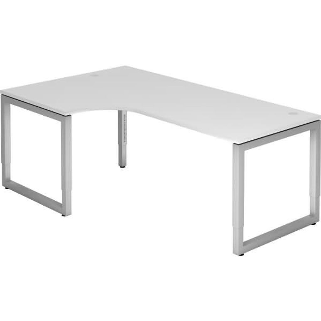 Büro Schreibtisch 200x120 cm Modell RS82 mechanische Höheneinstellung W=Weiß-silber
