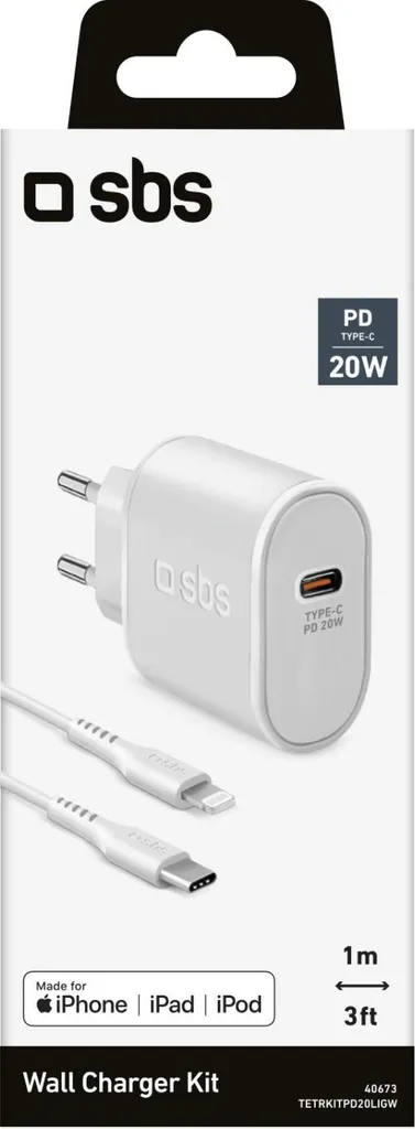 Chargeur Rapide USB-C 20W et Câble Lightning pour Smartphone - Pack Blanc - 3