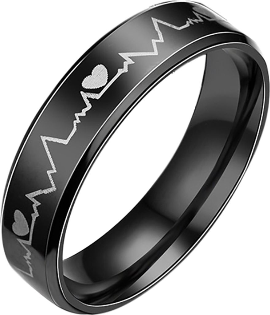 Ring Exquisites Herz-Elektrokardiogramm-Muster Edelstahl Hochzeit Einfacher Fingerschmuck zum Jubiläum