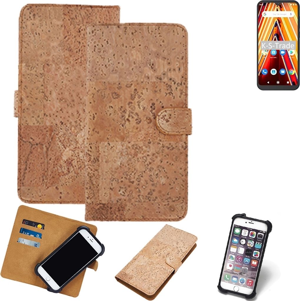 K-S-Trade Hülle kompatibel mit Archos Oxygen 63 Kork Handyhülle Cover Schutzhülle TPU Case Bumper in Hellbraun, (1x)