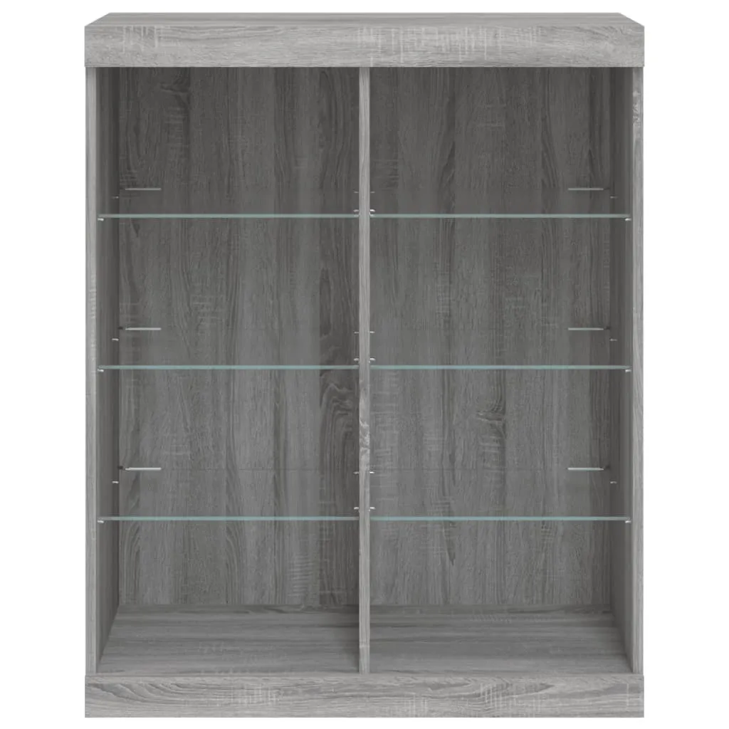 Credenza con luci LED Grigio Sonoma 81x37x100 cm - 6