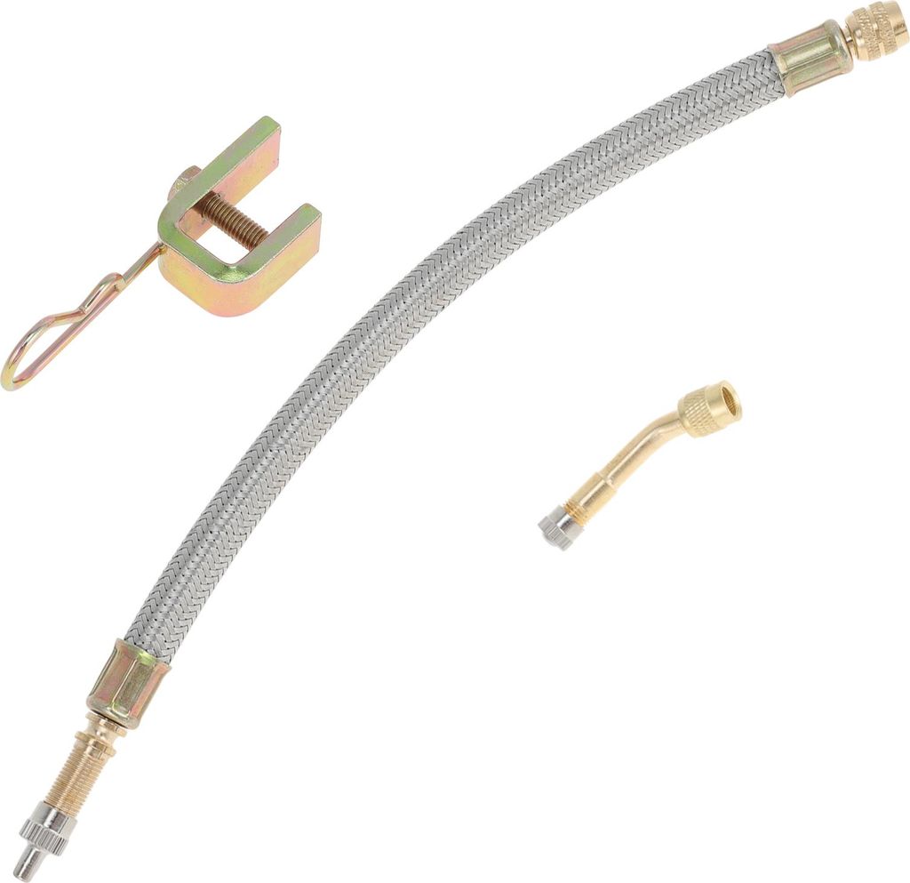 1Set 135 Grad Kupfer Reifenventilverlängerung mit flexiblem Edelstahl 250mm Reifenventilschaftverlängerer für Auto Motorrad Wohnmobil LKW Fahrrad