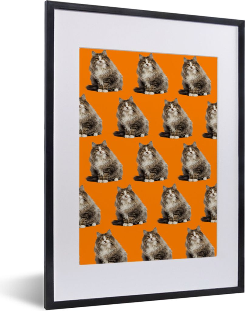 MuchoWow MuchoWow Gerahmtes Poster Tiere - Orange - Muster 30x40 cm - Poster mit zchwarzem Bilderrahmen - Wandposter Schlafzimmer